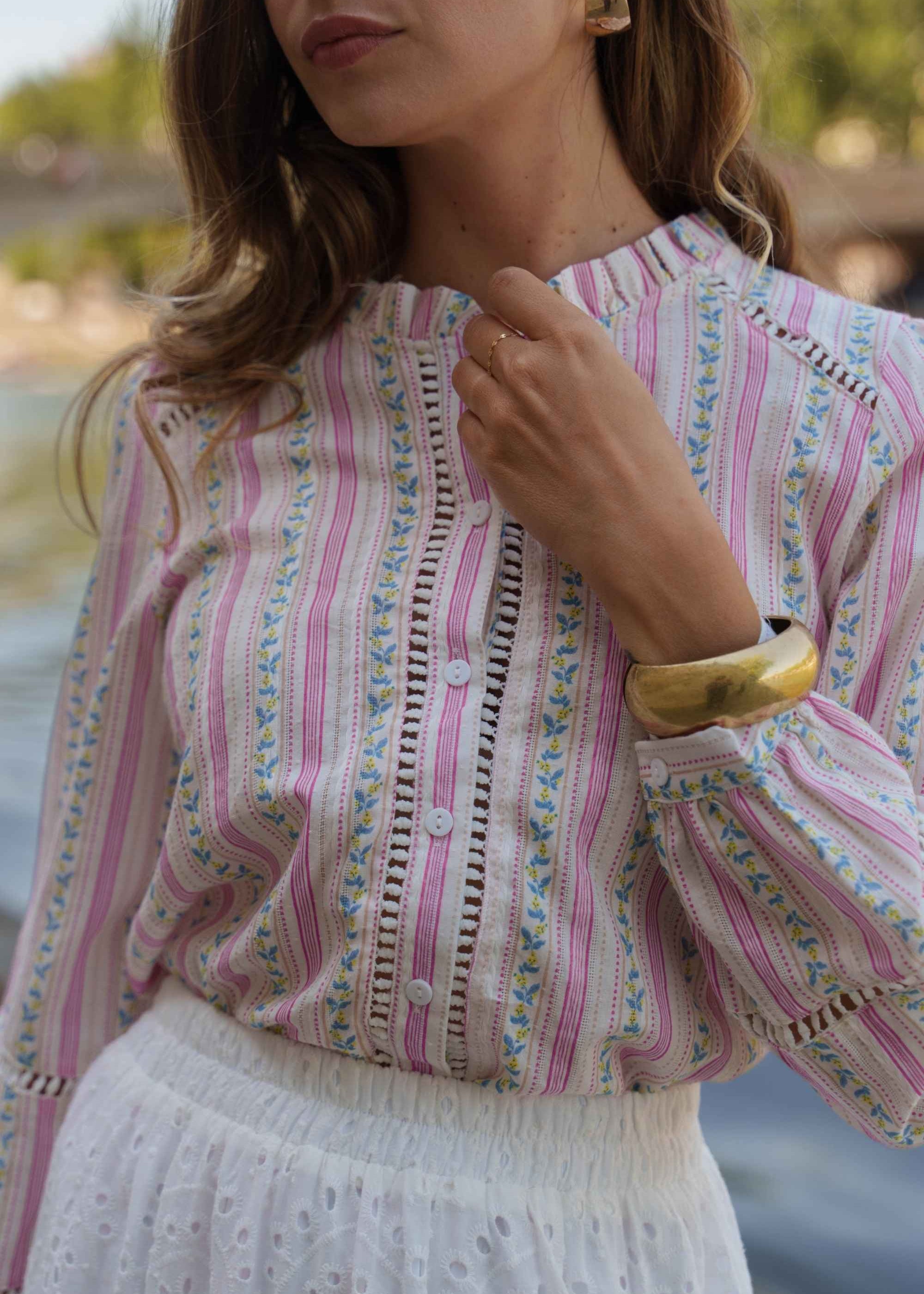 Blouse Romane - Rayures roses