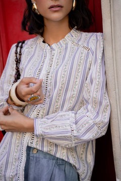 Blouse Romane - Rayures bleues