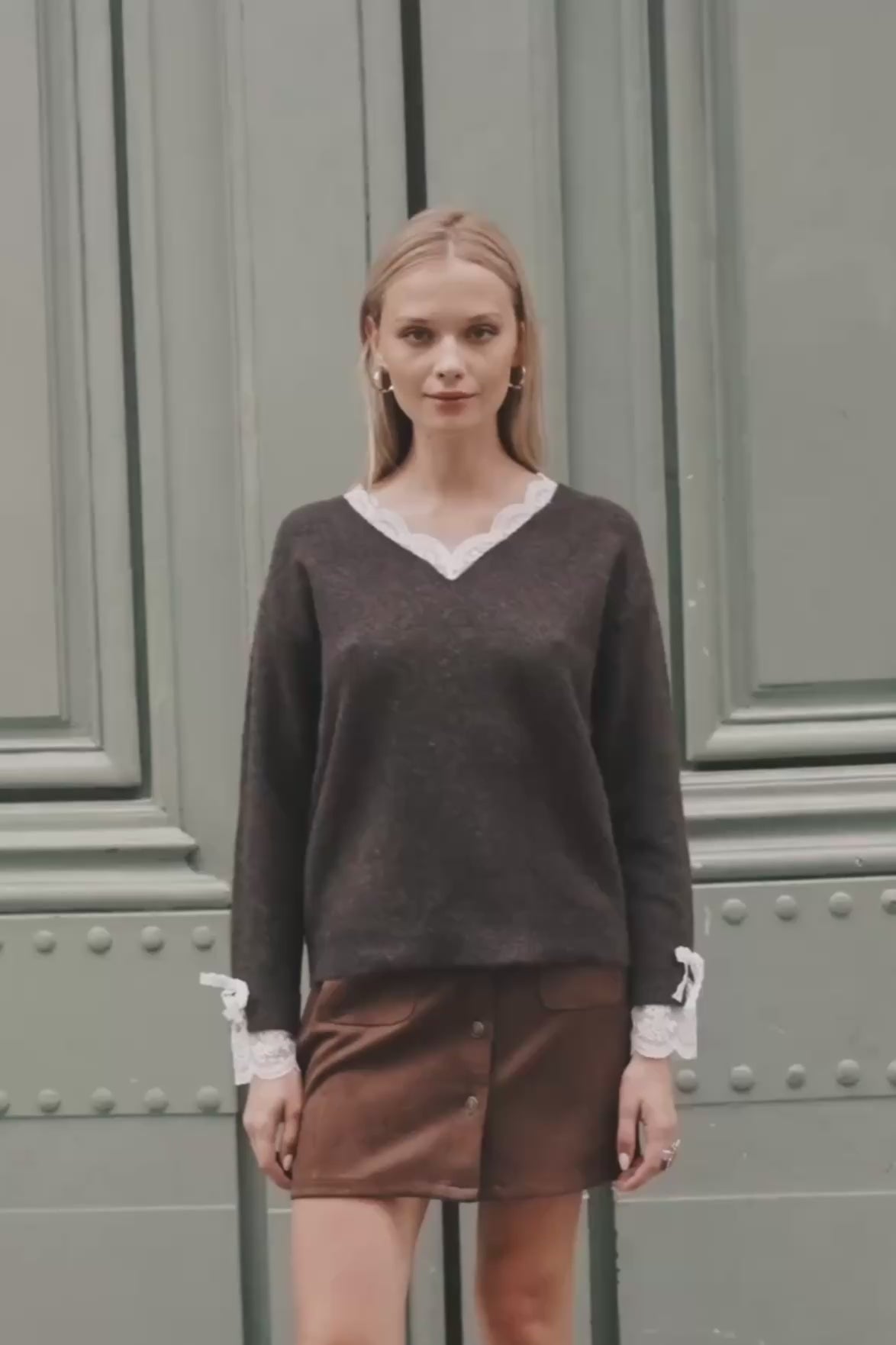 pull_nola_maelle studio paris marron detail dentelle broderie video